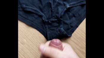 Teen dick cum on girlfriends underwear